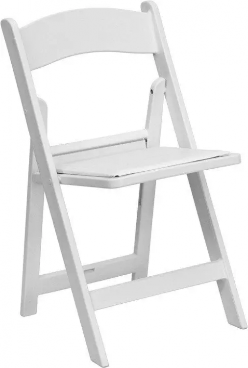 Padded white folding chair